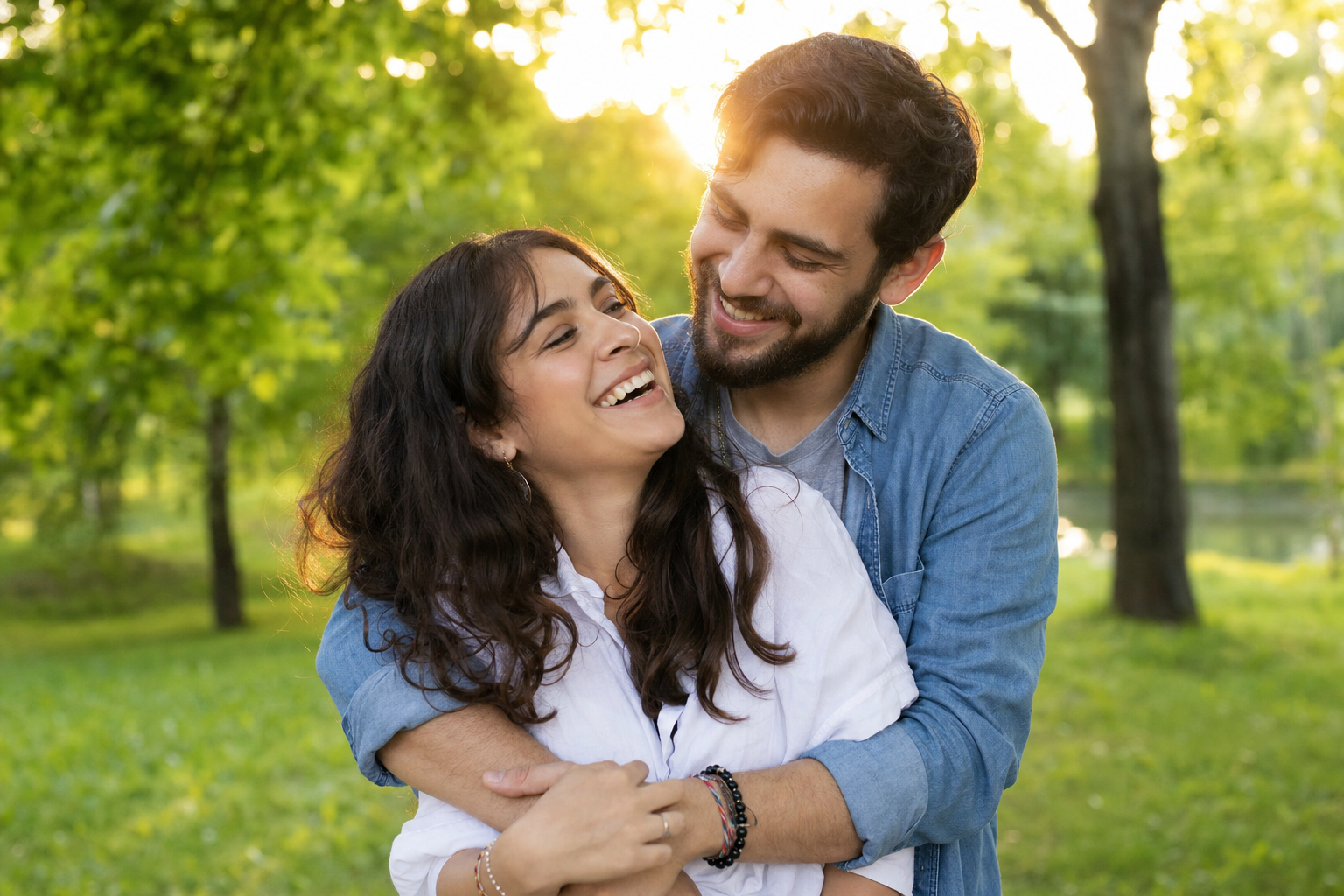 Couple session in a park at sunset in Portland